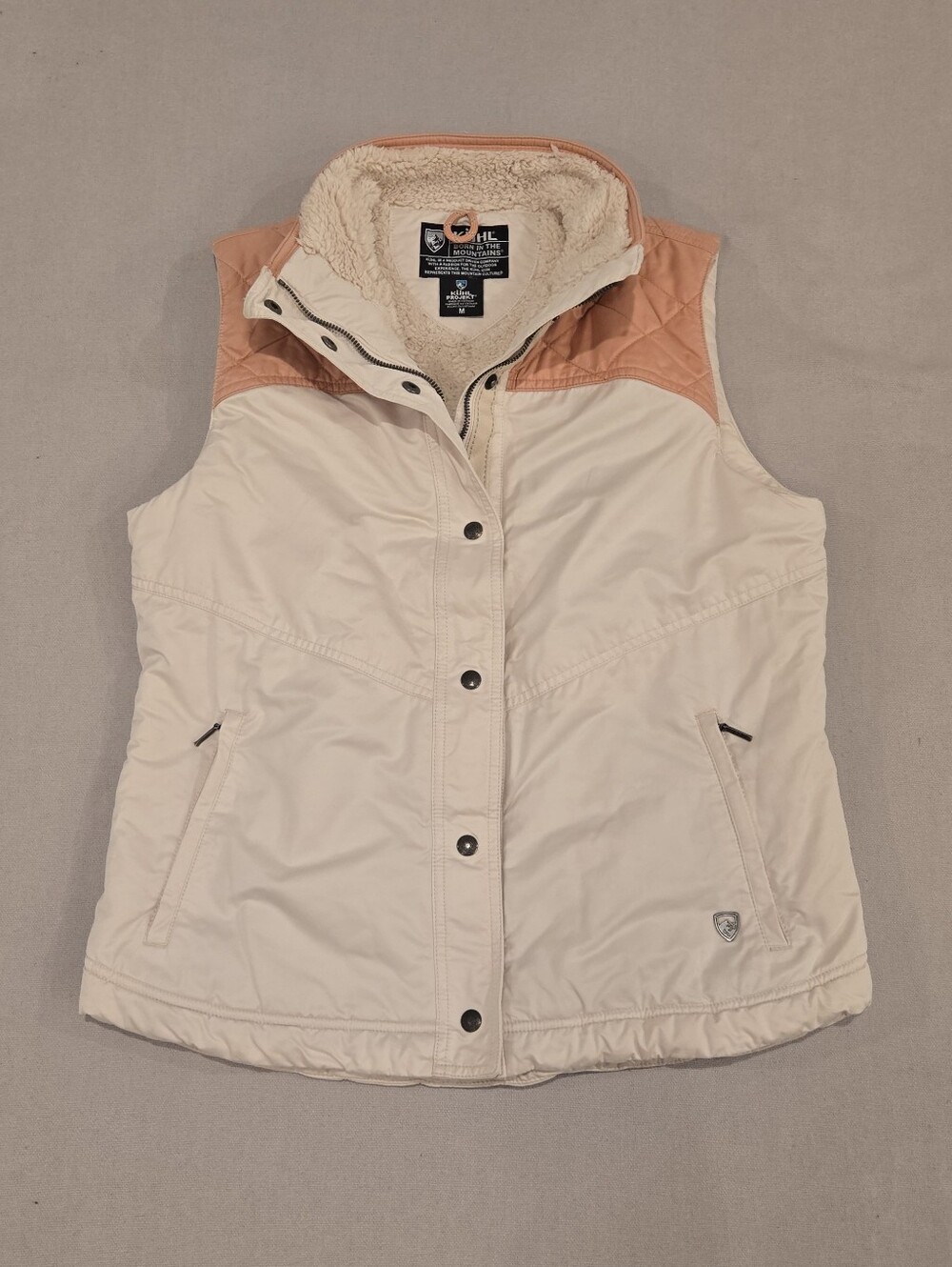 Kuhl Projekt Celeste Sherpa Lined Vest Womens Cream Dusty Rose